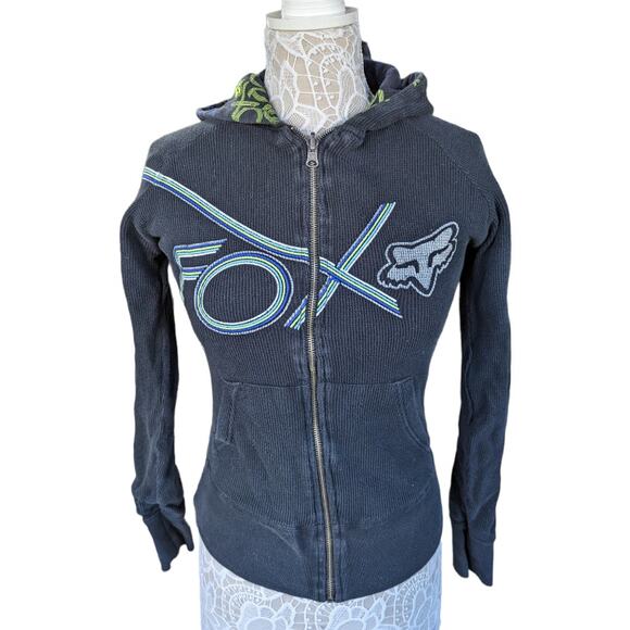 Fox Racing Black Logo Reversible Zip Hoodie Jacket - Picture 5 of 8